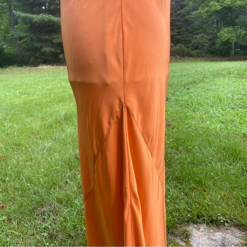 AYR DRESS MAXI ORANGE SILK SLIP ON SPAGHETTI STRAP SIZE S - Picture 6 of 12